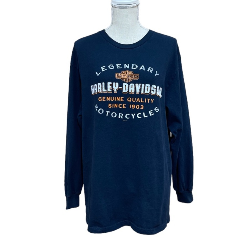 HARLEY-DAVIDSON Dark Navy Men’s/Unisex Long Sleeve Graphic Tee Shirt Size Large